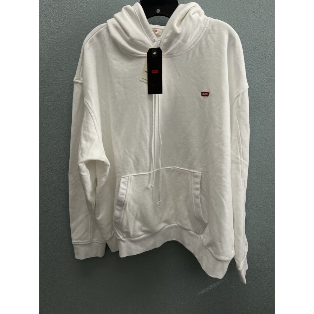 Levis White Pullover Hoodie Small Logo Kangaroo Pocket Men’s XL
